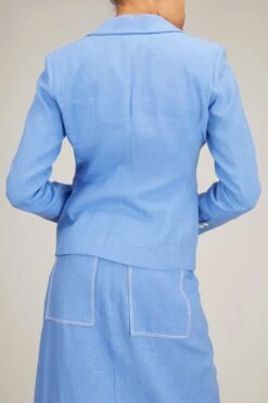 Hand Embroidered Jacket In Blue Azur -ULLA JOHNSON Shop HandEmbroideredJacketinBlueAzur 3