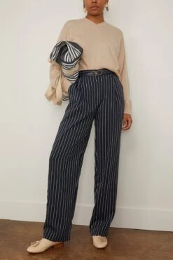 Emsalo V Neck Sweater In Cream Melange 7 Emsalo V Neck Sweater In Cream Melange -ULLA JOHNSON Shop LoulouStudio EmsaloVNeckSweaterinCreamMelange 1