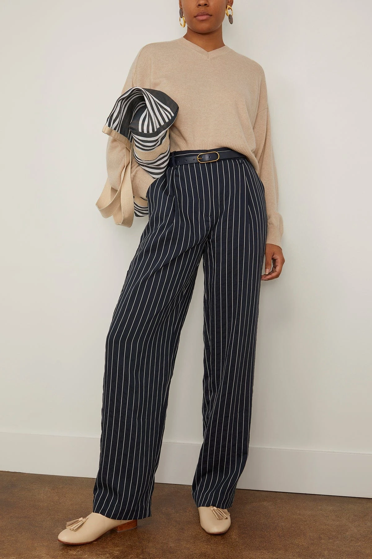 Emsalo V Neck Sweater In Cream Melange 4 Emsalo V Neck Sweater In Cream Melange - Image 2