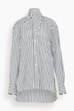 Long Sleeve Shirt In White/Black Shirt Stripe