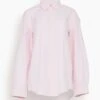 R13 Long Sleeve Seamless Button-Up Shirt In Light Pink