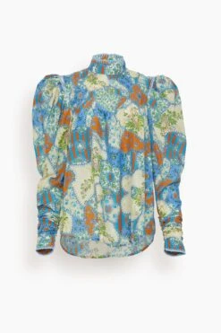 Skye Patchwork Blouse In Cornflower