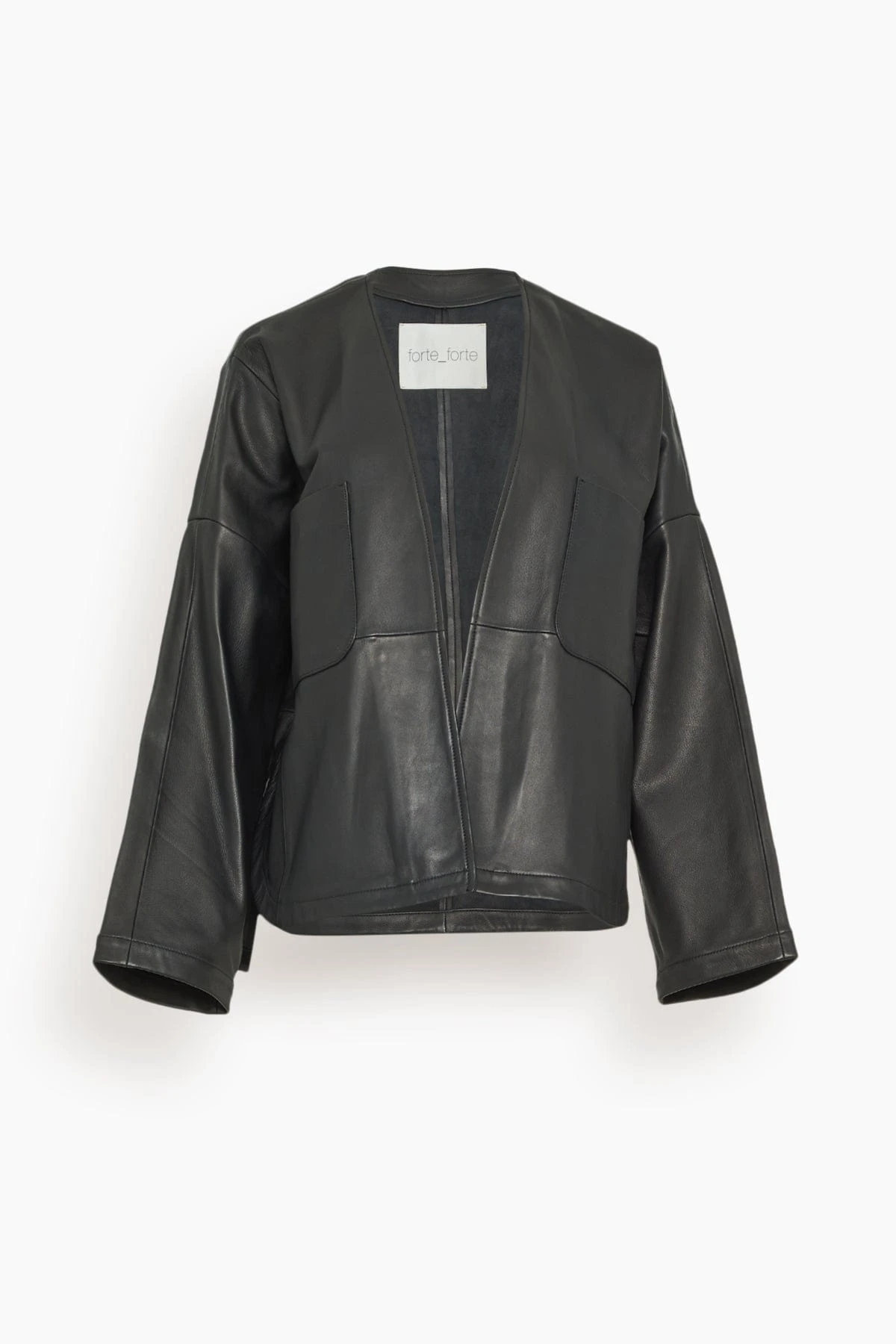 FORTE_FORTE Nappa Leather Kimono Jacket In Noir 3 FORTE_FORTE Nappa Leather Kimono Jacket In Noir