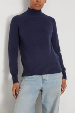 ALLUDE Mock Neck Sweater In Sapphire -ULLA JOHNSON Shop allude MockNeckSweaterinSapphire 2