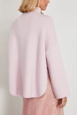 ALLUDE Mock Sweater In Soft Rose -ULLA JOHNSON Shop allude MockSweaterinSoftRose 3