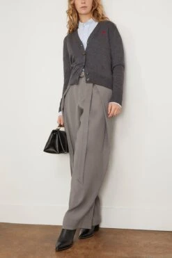 Red Ami De Coeur Cardigan In Heather Grey -ULLA JOHNSON Shop ami RedAmiDeCoeurCardiganinHeatherGrey 1