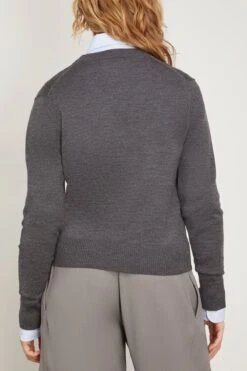 Red Ami De Coeur Cardigan In Heather Grey -ULLA JOHNSON Shop ami RedAmiDeCoeurCardiganinHeatherGrey 3