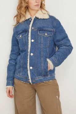 Trucker Jacket Lined With Synthetic Fur In Used Blue -ULLA JOHNSON Shop ami TruckerJacketLinedwithSyntheticFurinUsedBlue 2