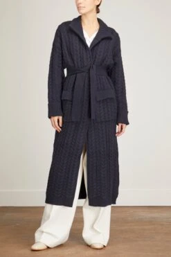Bond Street Long Cardigan In Navy -ULLA JOHNSON Shop arch4 bond street long cardigan in navy 2