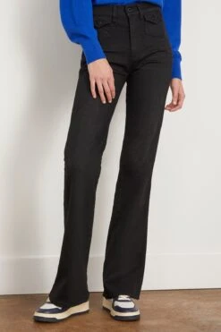 70s Boot Jean In Black Resin -ULLA JOHNSON Shop askk 70sBootJeaninBlackResin 2