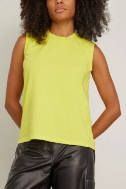 Muscle Tank In Neon Green -ULLA JOHNSON Shop askkny MuscleTankinNeonGreen 2