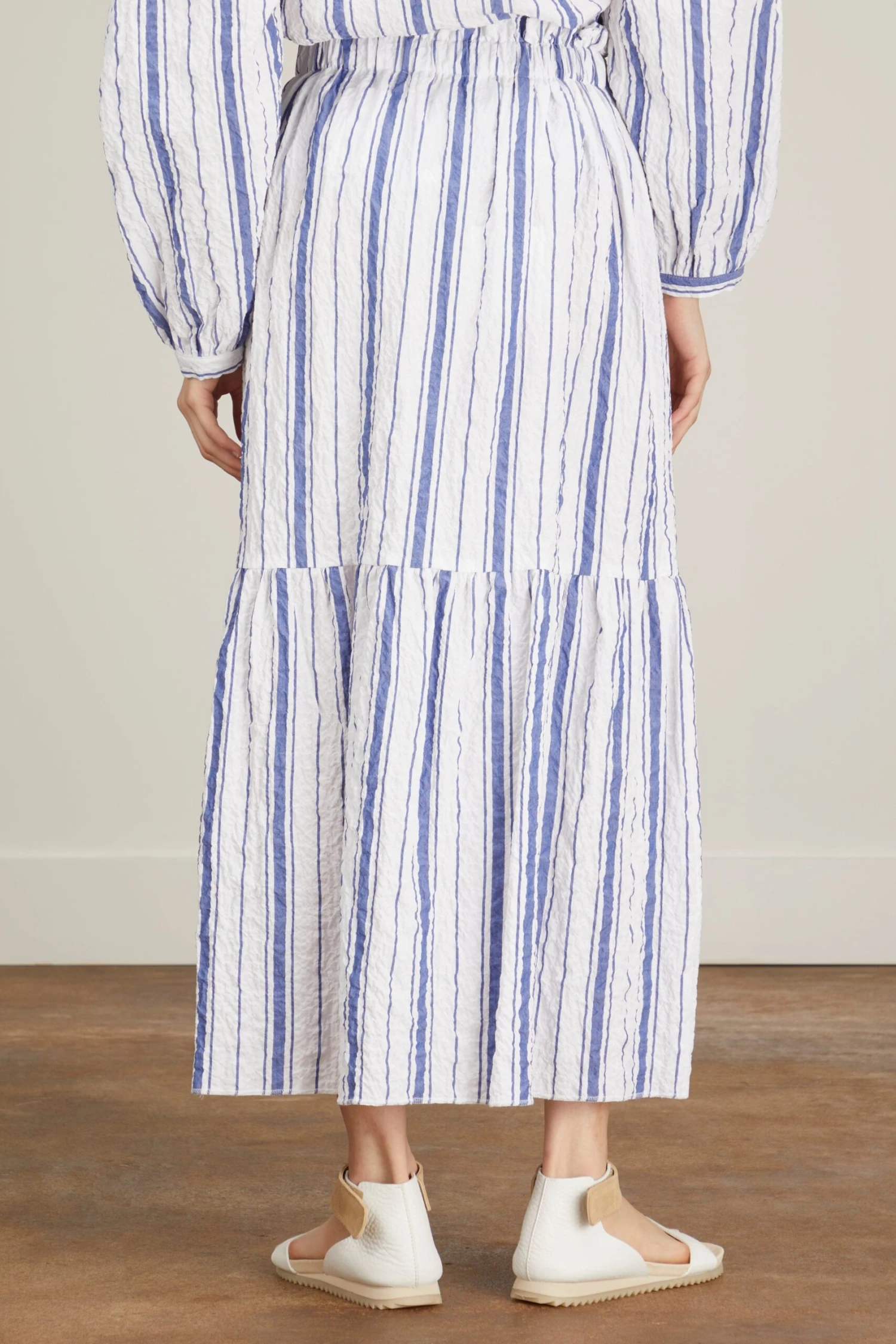 Summer Skirt In White With Navy Stripes 6 Summer Skirt In White With Navy Stripes - Image 4