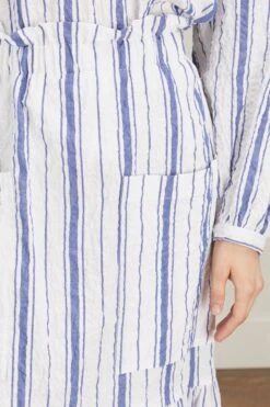 Summer Skirt In White With Navy Stripes 11 Summer Skirt In White With Navy Stripes -ULLA JOHNSON Shop avn SummerSkirtinWhitewithNavyStripes 4