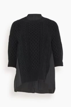 Sacai Wool Knit Pullover In Black