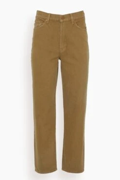 MOTHER High Waisted Double Stack Ankle Jean In Army Green