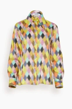 Halftone Harlequin Slim Shirt In Sulphur Multi