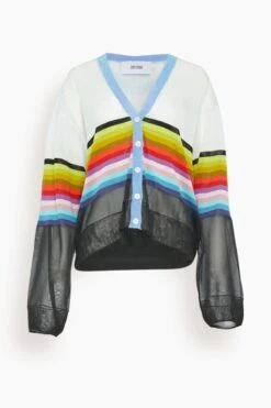 Two In One Sheer Cardigan In Rainbow Multi