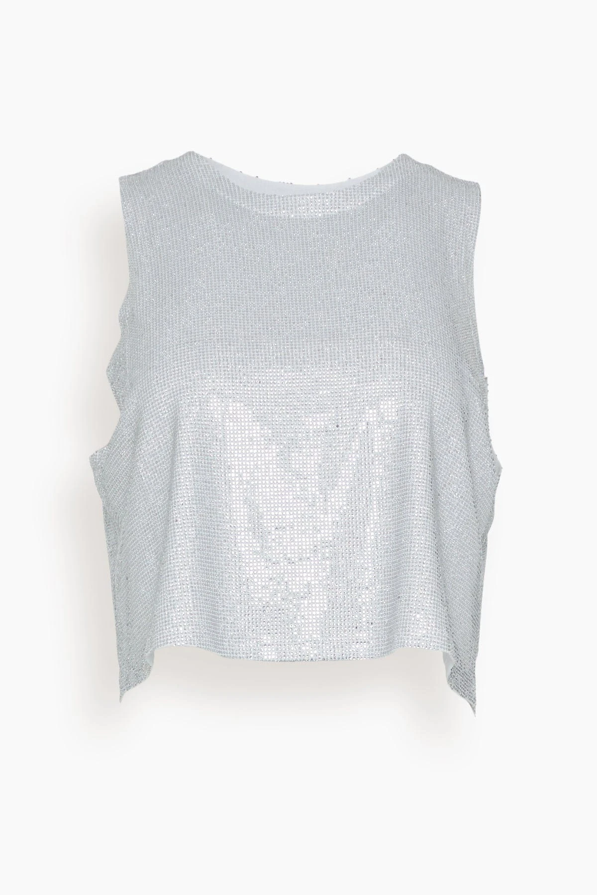 Tina Small Crystal Jersey Cropped Tank Top In White 3 Tina Small Crystal Jersey Cropped Tank Top In White