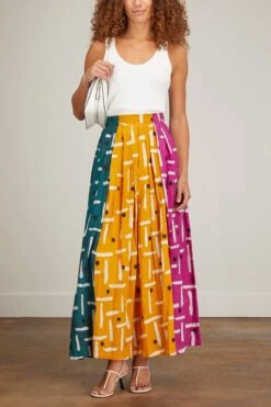 Debo Multi Colored Skirt In Yellow/Pink/White/Green And Black 7 Debo Multi Colored Skirt In Yellow/Pink/White/Green And Black -ULLA JOHNSON Shop busayo debo multi colored skirt in yellow pink white green black 1