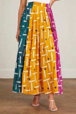 Debo Multi Colored Skirt In Yellow/Pink/White/Green And Black 8 Debo Multi Colored Skirt In Yellow/Pink/White/Green And Black -ULLA JOHNSON Shop busayo debo multi colored skirt in yellow pink white green black 2