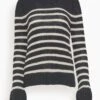 Tilda Crewneck Mariner Stripe Sweater In Black/Powder Stripe