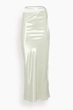 Grace Siren Skirt In Silver Glazed Twill