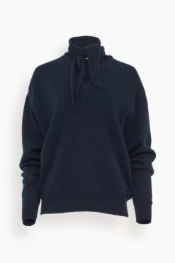 Long Sleeve Foulard Knit In Navy