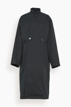 Lemaire Wrap Collar Trench In Jet Black