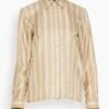 NILI LOTAN Lou Shirt In Chain Link Khaki/Ivory 2 NILI LOTAN Lou Shirt In Chain Link Khaki/Ivory -ULLA JOHNSON Shop ca89112492f22b33eb6e7900b89bbab0