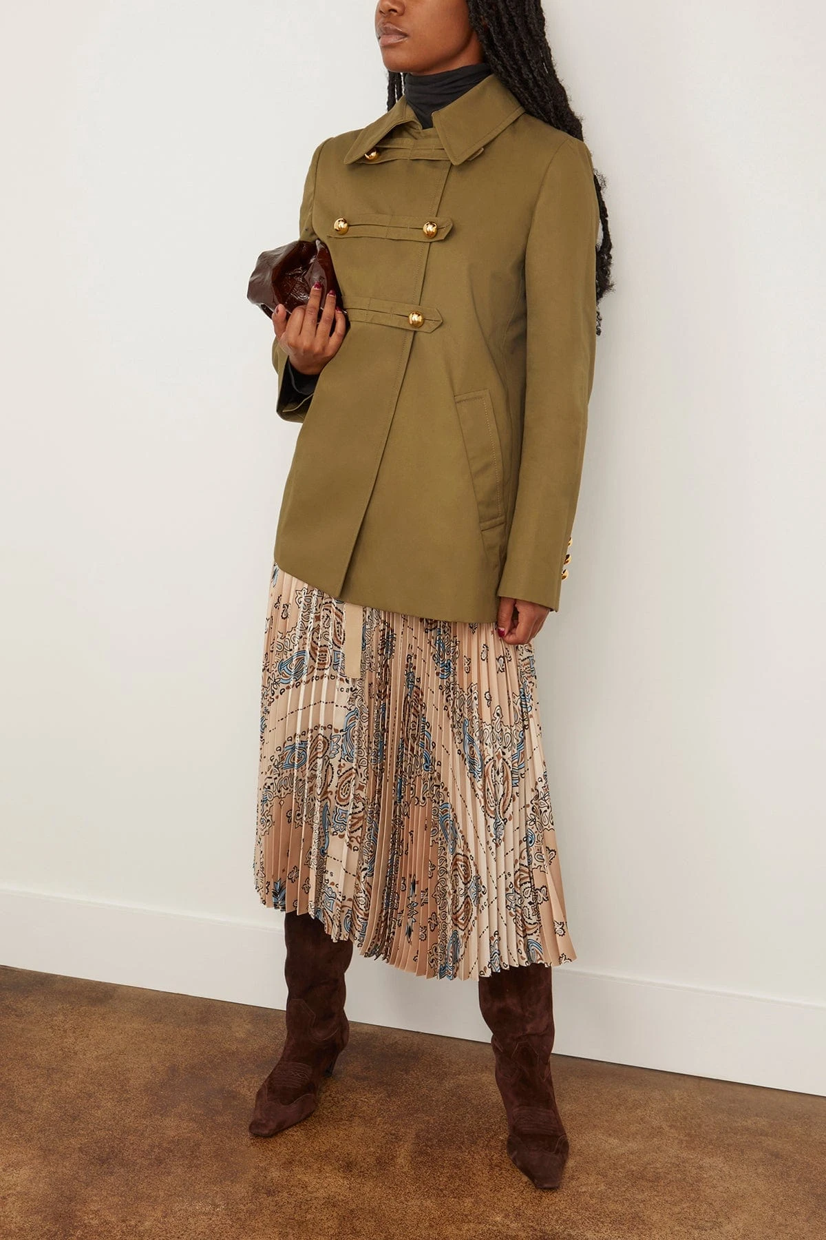 Clara Organic Cotton Peacoat In Verde 4 Clara Organic Cotton Peacoat In Verde - Image 2