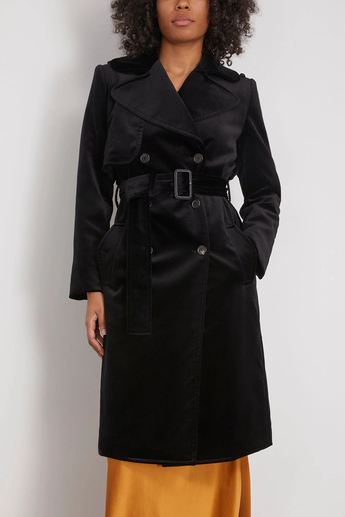 Bogart Velvet Trench Coat In Black 5 Bogart Velvet Trench Coat In Black - Image 3