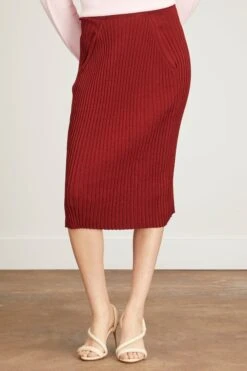 Knit Pleat Stitch Skirt In Mahogany -ULLA JOHNSON Shop christian wijnants knit pleat stitch skirt in mahogany 2