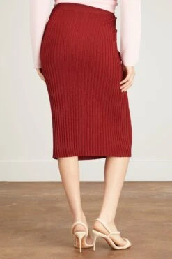 Knit Pleat Stitch Skirt In Mahogany -ULLA JOHNSON Shop christian wijnants knit pleat stitch skirt in mahogany 3