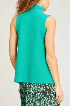 Sleeveless Top With Turtleneck In Emerald -ULLA JOHNSON Shop christianwijnants SleevelessTopwithTurtleneckinEmerald 3