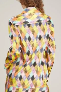 Halftone Harlequin Slim Shirt In Sulphur Multi -ULLA JOHNSON Shop cjr halftone harlequin slim shirt in sulphur multi 3