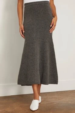 Marta Boucle Skirt In Charcoal -ULLA JOHNSON Shop clea MartaBoucleSkirtinCharcoal 2