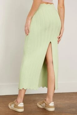 Tilda Scallop Knit Skirt In Pistachio 9 Tilda Scallop Knit Skirt In Pistachio -ULLA JOHNSON Shop clea TildaScallopKnitSkirtinPistachio 3