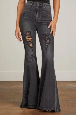 Heidi Stretch Denim Super High Rise Super Bell Jean In Jagger -ULLA JOHNSON Shop cout heidi stretch denim super high rise super bell jean in jagger 2