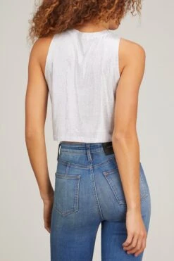 Tina Small Crystal Jersey Cropped Tank Top In White 9 Tina Small Crystal Jersey Cropped Tank Top In White -ULLA JOHNSON Shop cout tina small crystal jersey cropped tank top in white 3
