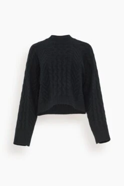 Walker Cable Knit Sweater In Black