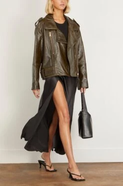 Midi Skirt With High Slit In Black -ULLA JOHNSON Shop dannijo MidiSkirtwithHighSlitinBlack 1