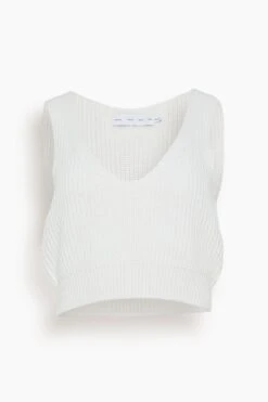 Ribbed Cotton Cropped Sweater In Off White