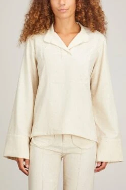 Paavo Shirt In Ecru Fleck -ULLA JOHNSON Shop destree paavo shirt in ecru fleck 2