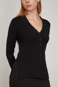 DOROTHEE SCHUMACHER Merino Elegance Pullover In Pure Black -ULLA JOHNSON Shop dorothee MerinoElegancePulloverinPureBlack 2