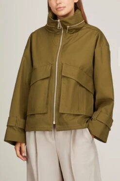 DOROTHEE SCHUMACHER Adventurous Movement Jacket In Khaki -ULLA JOHNSON Shop dorothee schumacher adventurous movement jacket in khaki 2