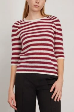 DOROTHEE SCHUMACHER Fresh Stripes Pullover In Red White Mix 8 DOROTHEE SCHUMACHER Fresh Stripes Pullover In Red White Mix -ULLA JOHNSON Shop dorotheeschumacher FreshStripesPulloverinRedWhiteMix 2