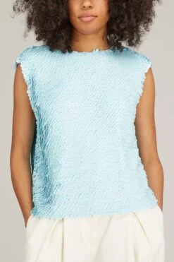 Dries Van Noten Como Embroidered Top In Light Blue -ULLA JOHNSON Shop dries ComoEmbroideredTopinLightBlue 2