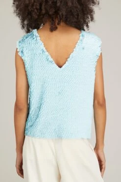 Dries Van Noten Como Embroidered Top In Light Blue -ULLA JOHNSON Shop dries ComoEmbroideredTopinLightBlue 3