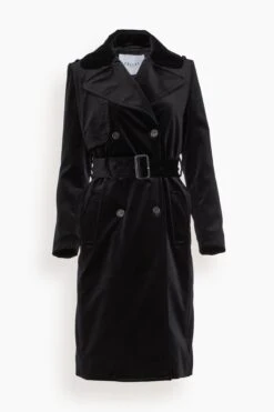Bogart Velvet Trench Coat In Black