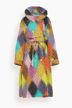 Halftone Harlequin Lightweight Trench Coat In Sulphur Multi
